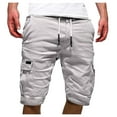 thumbnail image 1 of zuwimk Mens Shorts,Men's Cargo Shorts Elastic Waist Relaxed Fit Cotton Casual Outdoor Lightweight Work Shorts White,XL, 1 of 4