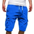 thumbnail image 1 of zuwimk Mens Shorts,Men's Casual Cotton Loose Fit Lightweight Multi-Pockets Cargo Shorts Z01-Blue,4XL, 1 of 5