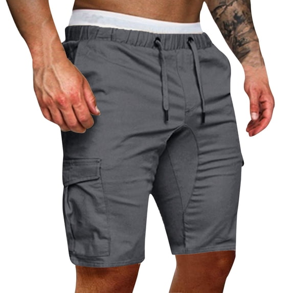 zuwimk Mens Shorts,Men's Lightweight Ripstop Stretch Cargo Short Gray,L