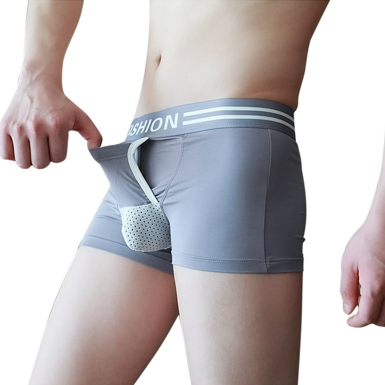zuwimk Mens Underwear Briefs,Men's Cheeky Thong Underwear Mini Cheek Boxer  Briefs Gray,S