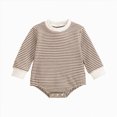 thumbnail image 1 of zuwimk Newborn Baby Girl Boy Knitted Romper Sweater Long Sleeve Knit Oversized Bodysuits Sweatshirt Fall Winter Clothes (6-12 Months,Brown), 1 of 9