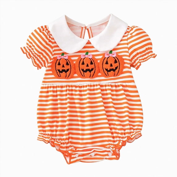 zuwimk Newborn Baby Girl Halloween Romper Sleeveless Round Neck Pumpkin/Jumpsuit Halloween Clothes(0-3 Months,Orange)