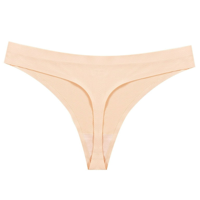 zuwimk Panties For Women Thong,Fits Everybody Incredibly Stretchy Thongs  Soft Buttery Fabric Invisible Panties Beige,M 