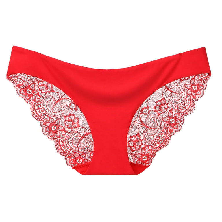 zuwimk Panties For Women Thong,Women's Low Rise Underwear Y-Back Lingerie  Thong Panty Red,XL
