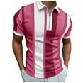 thumbnail image 1 of zuwimk Polo Shirts For Men,Men's Muscle T Shirts Stretch Short Sleeve Zipper Polo Shirt Casual Slim Fit Workout Tee Shirts Hot Pink,S, 1 of 5