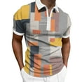 thumbnail image 1 of zuwimk Polo Shirts For Men,Men's Short Sleeve Knit Shirt Vintage Stripe Lapel Collar Polo Shirt Gray,L, 1 of 5