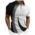 thumbnail image 1 of zuwimk Polo Shirts For Men,Men's Short Sleeve Zipper Casual Slim Fit Printed Golf Polo Shirt Tops, 1 of 5