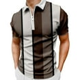 thumbnail image 1 of zuwimk Polo Shirts For Men,Mens Casual Short Sleeve Polo Shirts Slim Fit Zipper Plaid Polo T Shirts Z-Brown,L, 1 of 3