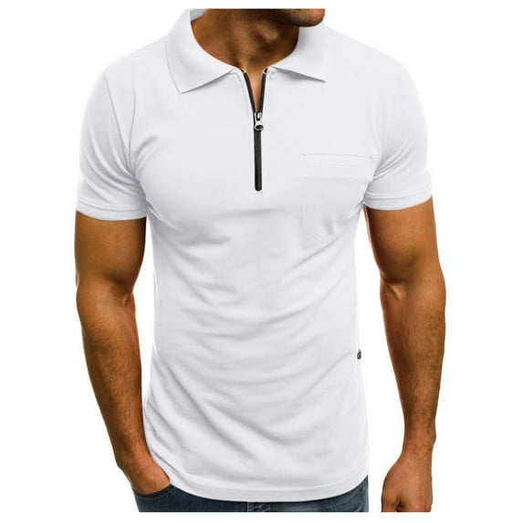 zuwimk Polo T Shirts For Men,Men's Stain Resistant Short Sleeve Polo Shirts Z-White,L