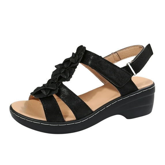 zuwimk Sandals For Women Dressy Summer,Women's Open Toe Strappy Rhinestone Dress Sandal Low Heel Wedding Shoes Black