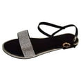 thumbnail image 1 of zuwimk Sandals For Women Dressy Summer,Women's Topic Open Toe Buckle Ankle Strap Espadrille Synthetic Sandals Black, 1 of 1