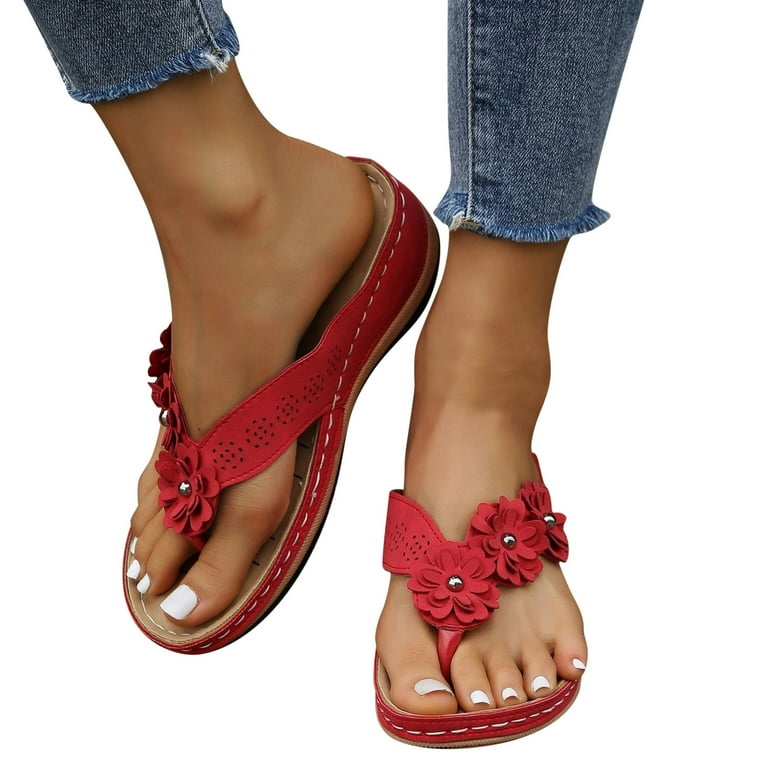 zuwimk Sandals For Women Women s Forever and Ever Flip Flop Sandal Red