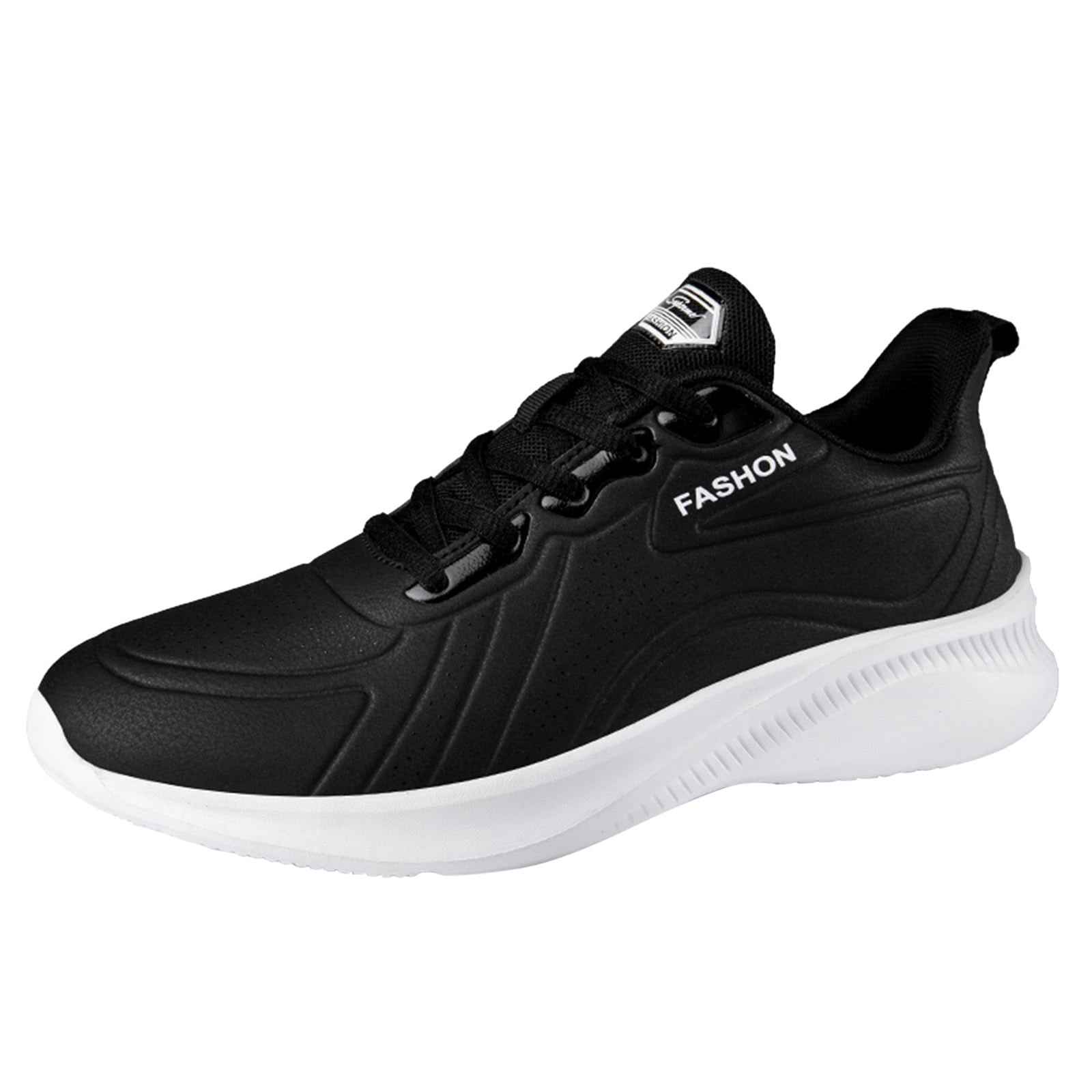 zuwimk Sneakers For Men,Men's Pure Casual Low Top Lace Up Skate Shoe Sneaker White