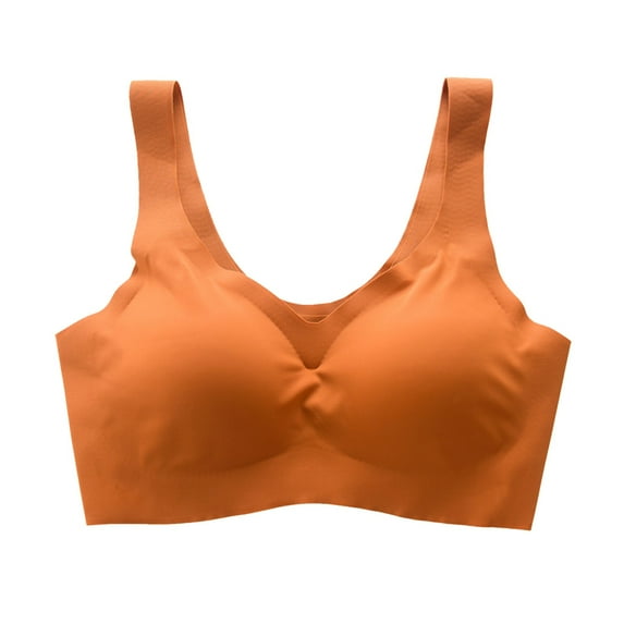 zuwimk Sports Bra,Women's Basic Beauty Contour T-Shirt Bra Orange,M