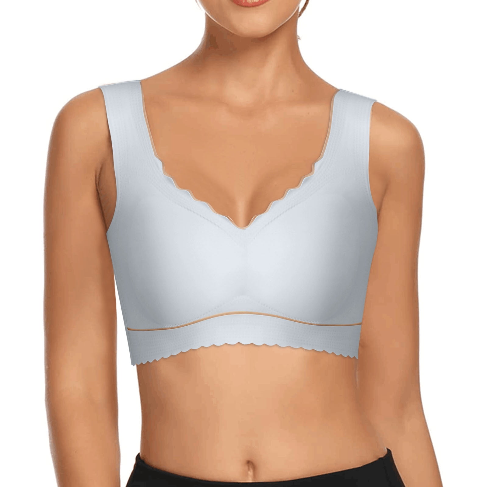 zuwimk Sports Bras For Women,Women's Minimizer Bra Unlined Underwire Full  Figure Lace Bra Plus Size Full Coverage Unpadded Bra Beige,XL