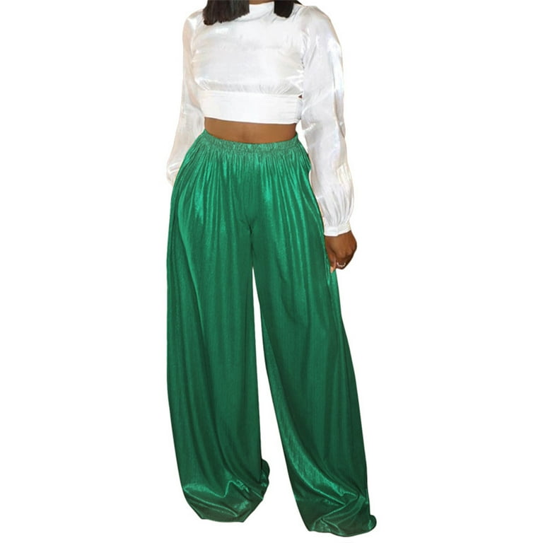 zuwimk Sweatpants Women,Women's Curvy Fit Gabardine Bootcut Dress Pants  Green,M