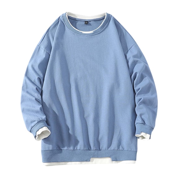 zuwimk Sweatshirts For Men With Designs,Men's Warm Crew Neck Sherpa Lined Pullover Sweatshirt Sky Blue,XL