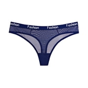 zuwimk Thongs For Women ,Women G string with Butterfly Center and Sequins Dark Blue,S