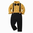 thumbnail image 1 of zuwimk Toddler Baby Boy Fall Outfit Gentleman Formal Long Sleeve Bowtie Dress Shirt Suspender Pants 2Pc Suit Clothes Set(2-3 Years,Yellow), 1 of 8