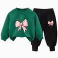 thumbnail image 1 of zuwimk Toddler Baby Girl Clothes Fall Outfits Long Sleeves Sweatshirt Tops Pants Set(Dark Green,3-4 Years), 1 of 5
