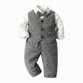 thumbnail image 1 of zuwimk Toddler Boy Suit Baby Boy Formal Outfit Set with Cotton Shirt Bow Tie Suspenders Pants for Wedding Birthday Party(70,Grey), 1 of 4