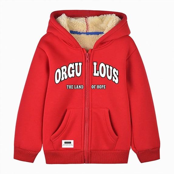 zuwimk Toddler Boys Fleece Fuzzy Warm Bear Ear Hoodies Jacket Zipper Side Pockets Winter Clothes Coat(5-6 Years,Red)