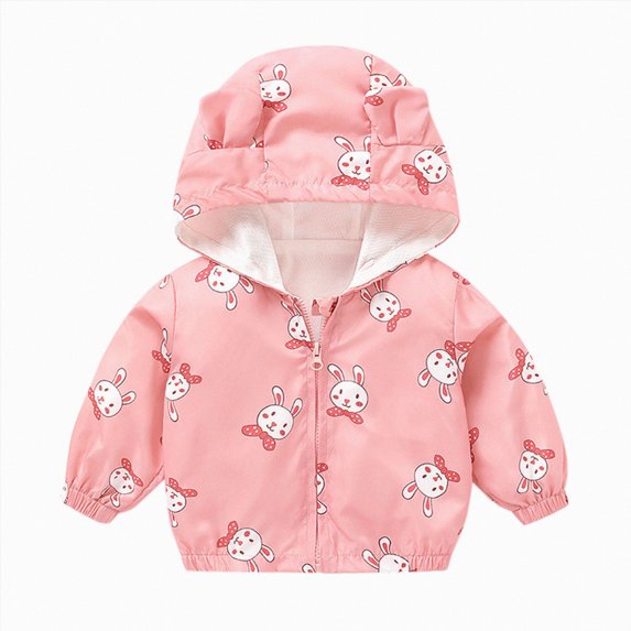 zuwimk Toddler Boys Windbreaker Casual Outerwear Kids Lightweight Zip Hooded Jacket Baby Cute Dust Coat(6-12 Months,Pink)