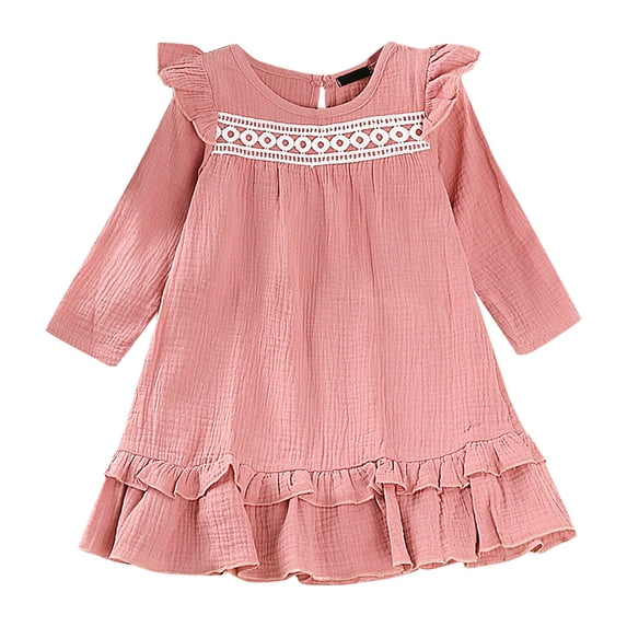 zuwimk Toddler Girls Dress,Girls Dresses for Winter Long Sleeve Toddler Girls Clothes Party Dresses for Little Girls Pink
