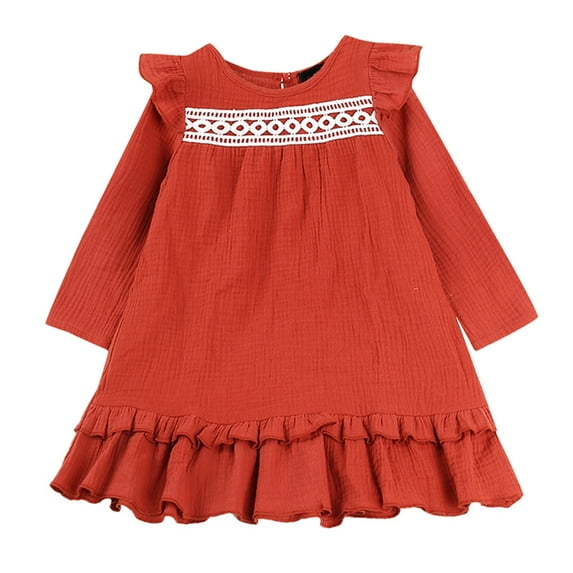 zuwimk Toddler Girls Dress,Girls Dresses for Winter Long Sleeve Toddler Girls Clothes Party Dresses for Little Girls Red