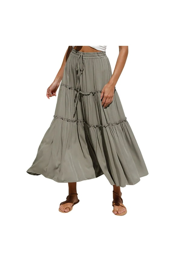 Tulle Skirts For Women,Womens Reversible Long Skirt Broomstick Boho Midi Skirt Army Green,L
