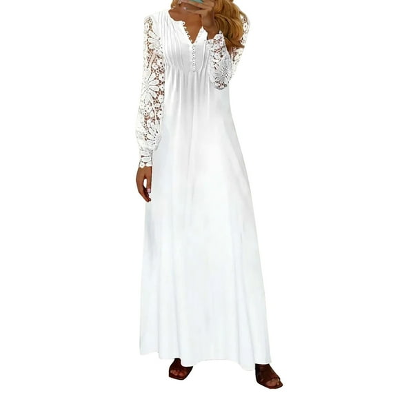 zuwimk Women Plus Size Dress,Women's Plus Size Long Sleeve Wrap V Neck Tie Waist A Line Mini Short Dress White,4XL