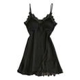thumbnail image 1 of zuwimk Women's Lingerie,Women Lingerie Lace Strap Chemise Halter Teddy V Neck Mesh Nightgown Z01-Black,XL, 1 of 5