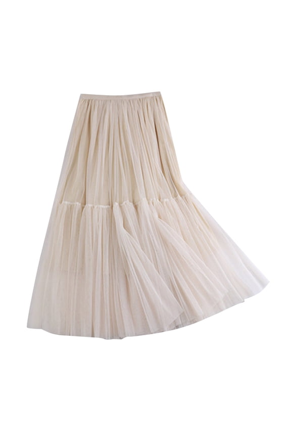 Women's Skirts,Womens Chiffon Retro Maxi Skirt Vintage Ankle-Length Skirts Beige,One Size