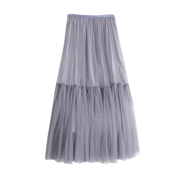 zuwimk Women's Skirts,Womens Chiffon Retro Maxi Skirt Vintage Ankle-Length Skirts Gray,One Size
