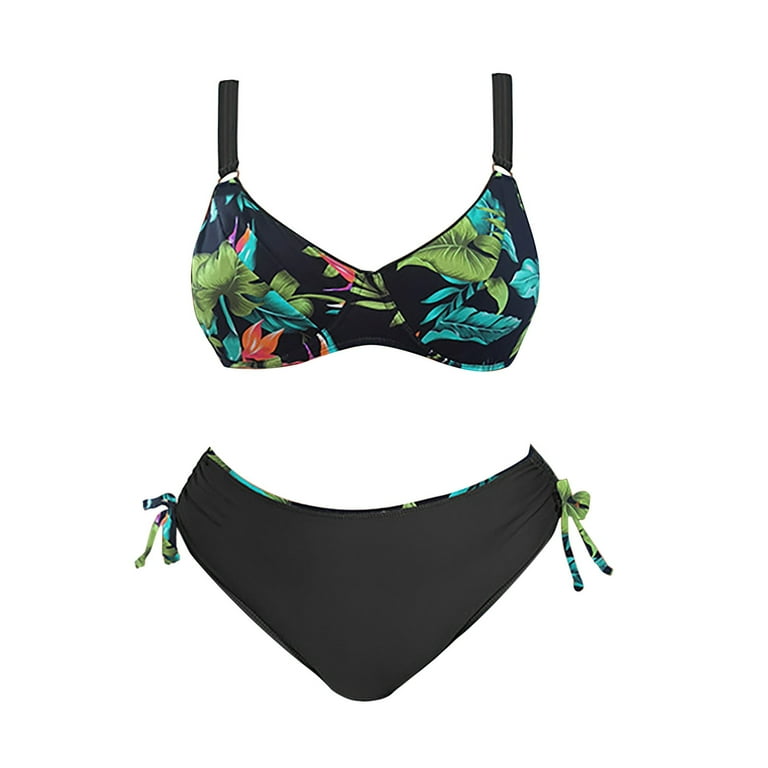 zuwimk Womens Bikini,Women's 2 Piece Bikini Set Back Braided Straps with  Reversible Bottom Green,3XL