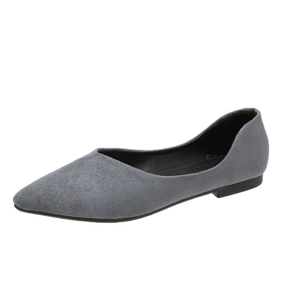 zuwimk Womens Casual Shoes,Women's Ballet Flats Black PU Leather Dress Shoes Comfortable Round Toe Slip on Flats with Floral Eyelets Gray