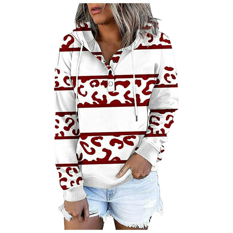 zuwimk Womens Hoodies Trendy,Women's Relaxed Fit Heavyweight Long-Sleeve  Hooded Thermal Shirt Red,XL