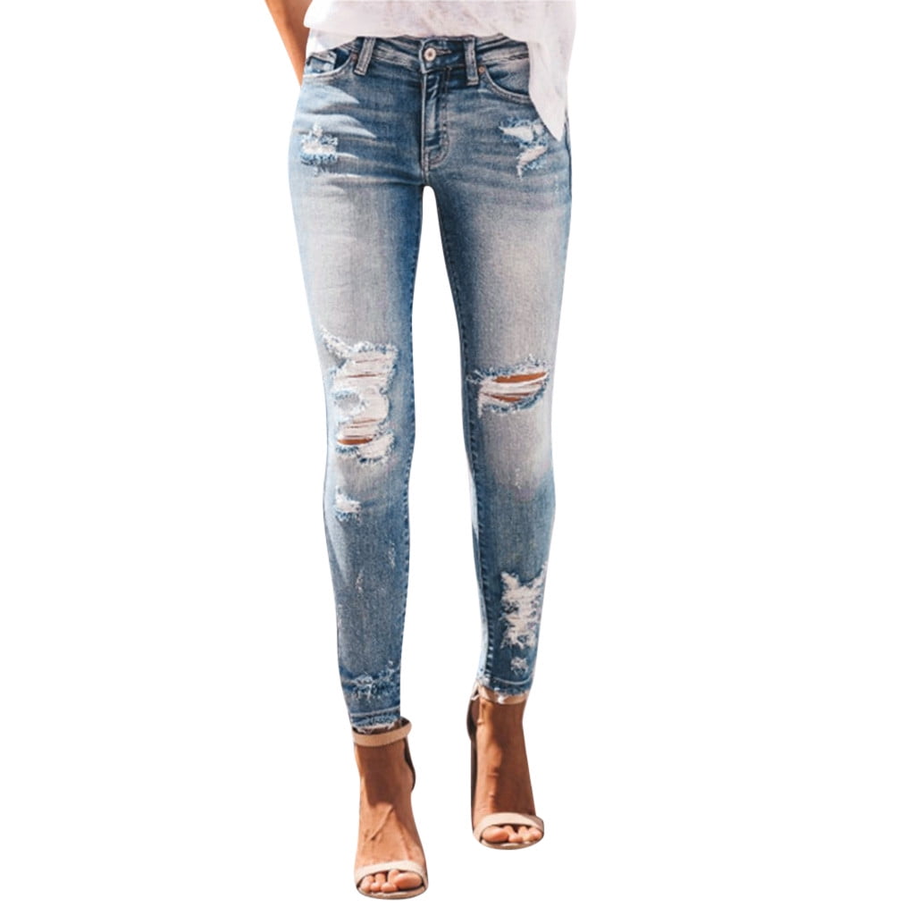 BAYEAS Mid Rise Distressed Skinny Jeans
