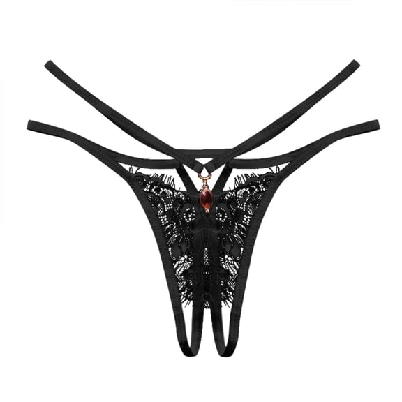 zuwimk Womens Panties,G String Thongs for Women Sheer Floral Lace Plus Size Panties Low Rise Micro T-Back Underwear Black,One Size