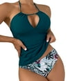 thumbnail image 1 of zuwimk Womens Tankini Bathing Suits,Womens Plus Size Swimsuit Halter Tankini Top and Skort Bottom Set Bathing Suits Blue,XL, 1 of 5