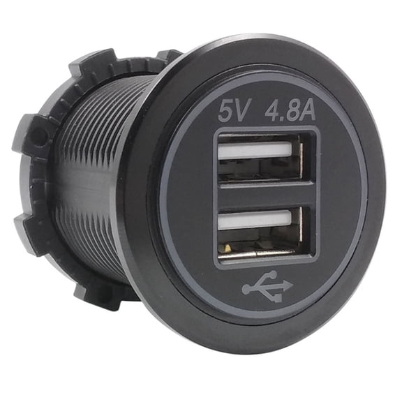 zuzengstory 12V Motorcycle Dual USB Charger Socket Power Outlet (2.4A & 2.4A) for Cell Phones