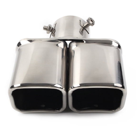 zuzengstory Universal 63mm Tail Muffler Rear Exhaust Silencer Pipe Tip (Dual Outlet, Stainless Steel)