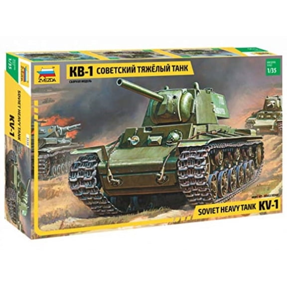 zvezda 3539 - soviet heavy tank kv-1 - plastic model kit scale 1/35 233 parts lenght 7.5" / 19 cm