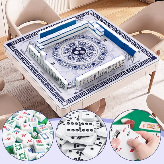 Mahjong Mat for Table 31.5" x 31.5" Square, Neoprene American Mahjong Mat with Carry Bag & Rules, Anti-Slip Noise Reducing Waterproof Gaming Mat for Mahjong, Poker, Dominoes, Card & Board Gam