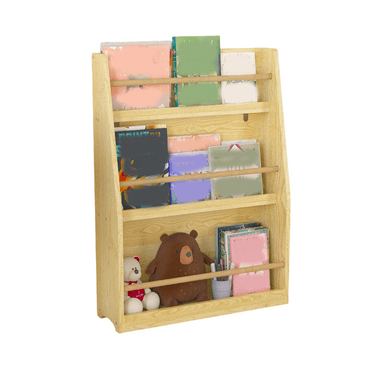 zyoiszvq 3-Tier Kids Book Shelf & Rack – Organize Bedrooms, Playrooms, and Classrooms, Natural Wood Finish