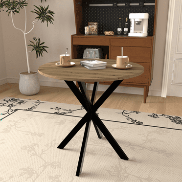 zyoiszvq 31.5" Round Dining Table for 2-4 People,Small Circle Kitchen Tables with Black Metal Leg