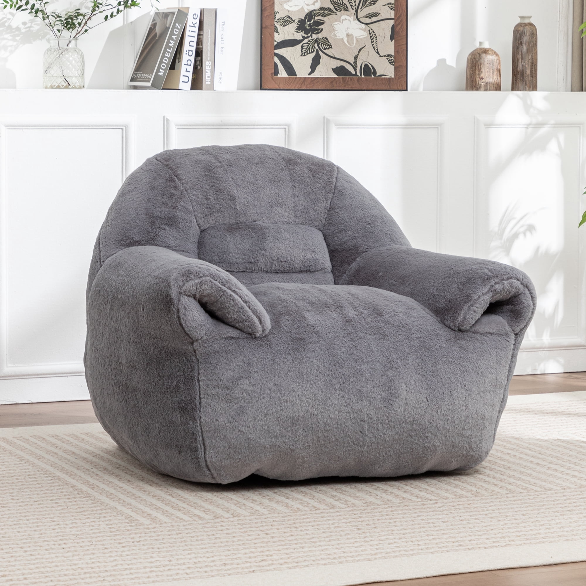 zyoiszvq 4ft Bean Bag Chair for Adults with Filling Memory Foam, Comfy Lazy Sofa Chair for Living Room, Bedroom, Apartment