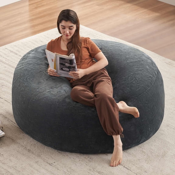 zyoiszvq Pixafog 5ft Bean Bag Chair for Adults,Memory Foam Bean Bag Chairs with Filling Include,Removable Flannel Cover,Living Room,Bedroom,Dorm