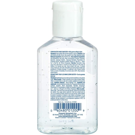 zytec Germ Buster 60ml Hand Sanitizer (Clear Gel) 70-Percent Alcohol 24 Unit Case Pack,