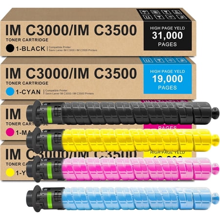 zz Compatible IMC3000 IMC3500 High-Yield Toner Cartridge Replacement for IMC3000 IMC3500 842251 842252 842253 842254 for Savin Lanier IMC3000 IMC3500 Printer (4 Pack)